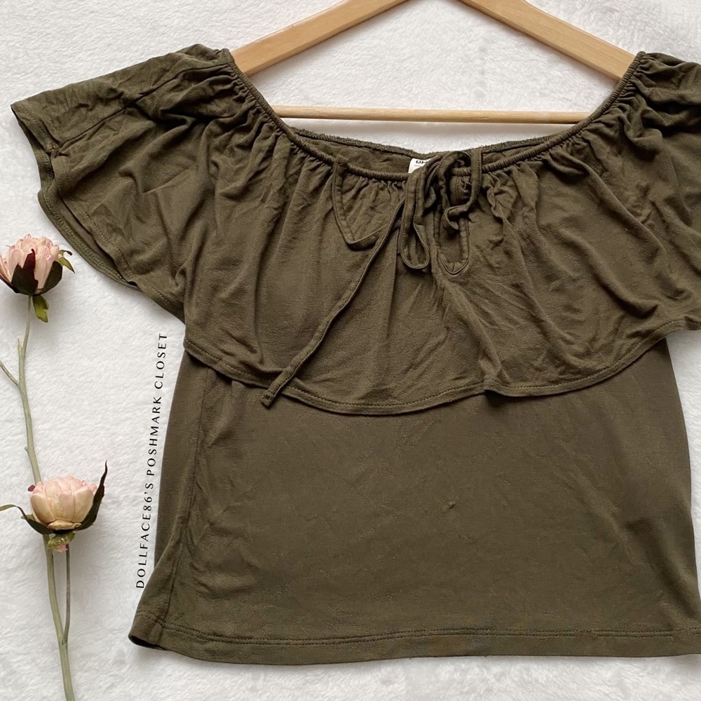 BP Green Cropped Off Shoulder Top [PRICE FIRM]